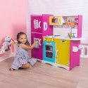 Duża drewniana kuchnia dla dzieci kolorowa otwierana lodówka piekarnik mikrofalówka ECOTOYS ECOTOYS