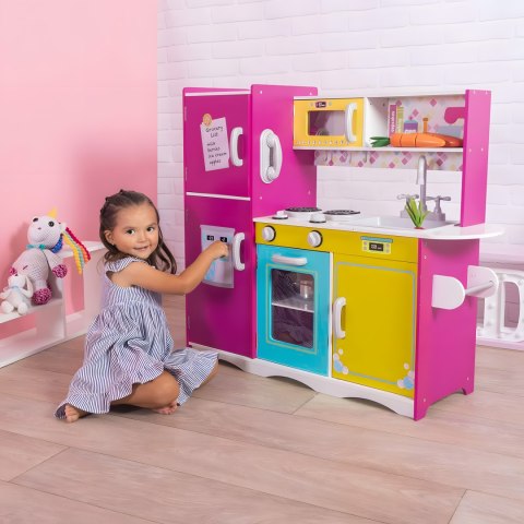 Duża drewniana kuchnia dla dzieci kolorowa otwierana lodówka piekarnik mikrofalówka ECOTOYS ECOTOYS Duża drewniana kuchnia dla dzieci kolorowa otwierana lodówka piekarnik mikrofalówka ECOTOYS ECOTOYS