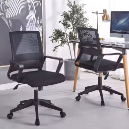Fotel biurowy obrotowe krzesło wyprofilowane regulowana wysokość czarne ModernHome ModernHome