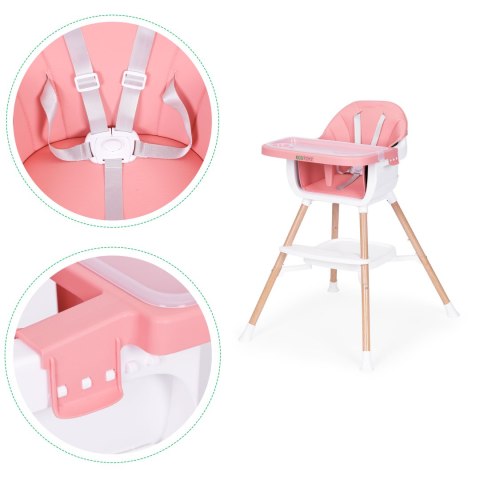 Fotelik krzesełko do karmienia dzieci 2w1 różowy ECOTOYS ECOTOYS Fotelik krzesełko do karmienia dzieci 2w1 różowy ECOTOYS ECOTOYS