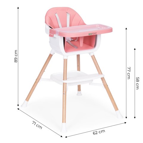 Fotelik krzesełko do karmienia dzieci 2w1 różowy ECOTOYS ECOTOYS Fotelik krzesełko do karmienia dzieci 2w1 różowy ECOTOYS ECOTOYS