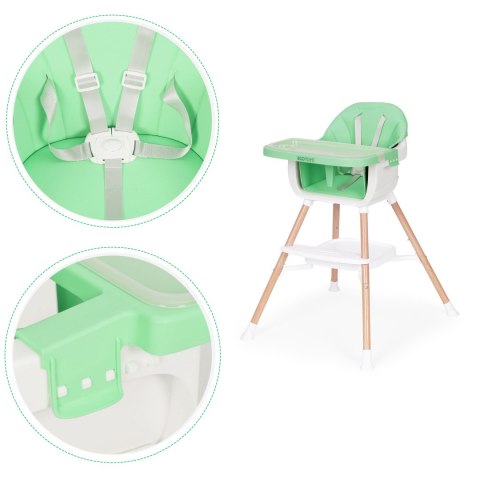 Fotelik krzesełko do karmienia dzieci 2w1 zielony ECOTOYS ECOTOYS Fotelik krzesełko do karmienia dzieci 2w1 zielony ECOTOYS ECOTOYS