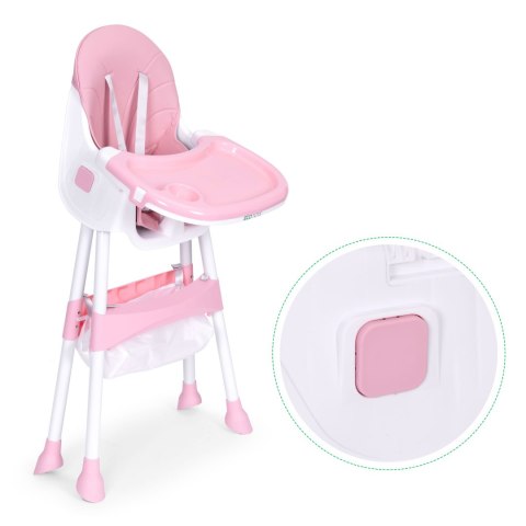 Fotelik krzesełko do karmienia dzieci tacka kosz 5 punktowe pasy różowy ECOTOYS ECOTOYS Fotelik krzesełko do karmienia dzieci tacka kosz 5 punktowe pasy różowy ECOTOYS ECOTOYS