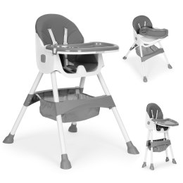 Fotelik krzesełko do karmienia dzieci tacka kosz 5 punktowe pasy szary ECOTOYS ECOTOYS
