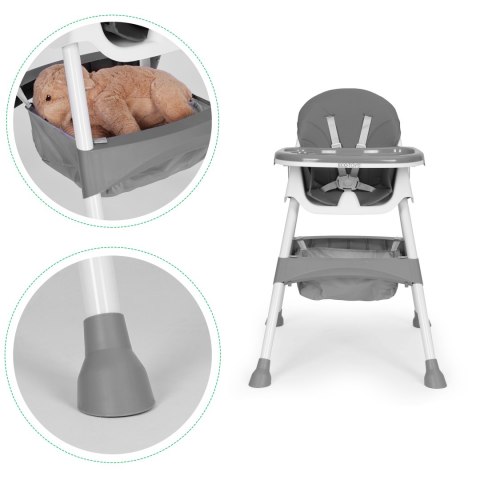 Fotelik krzesełko do karmienia dzieci tacka kosz 5 punktowe pasy szary ECOTOYS ECOTOYS Fotelik krzesełko do karmienia dzieci tacka kosz 5 punktowe pasy szary ECOTOYS ECOTOYS