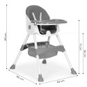 Fotelik krzesełko do karmienia dzieci tacka kosz 5 punktowe pasy szary ECOTOYS ECOTOYS