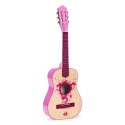 Gitara dla dzieci różowa duża - 34` drewniana 6 strun metalowe i nylonowe ECOTOYS ECOTOYS