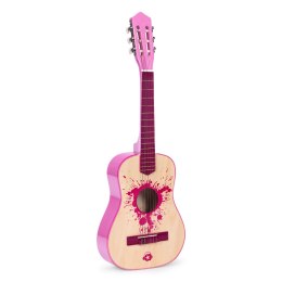 Gitara dla dzieci różowa duża - 34` drewniana 6 strun metalowe i nylonowe ECOTOYS ECOTOYS