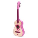 Gitara dla dzieci różowa duża - 34` drewniana 6 strun metalowe i nylonowe ECOTOYS ECOTOYS