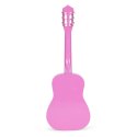 Gitara dla dzieci różowa duża - 34` drewniana 6 strun metalowe i nylonowe ECOTOYS ECOTOYS