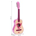 Gitara dla dzieci różowa duża - 34` drewniana 6 strun metalowe i nylonowe ECOTOYS ECOTOYS