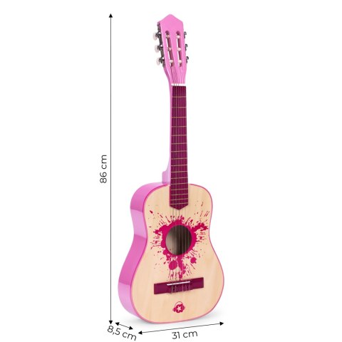Gitara dla dzieci różowa duża - 34` drewniana 6 strun metalowe i nylonowe ECOTOYS ECOTOYS Gitara dla dzieci różowa duża - 34` drewniana 6 strun metalowe i nylonowe ECOTOYS ECOTOYS