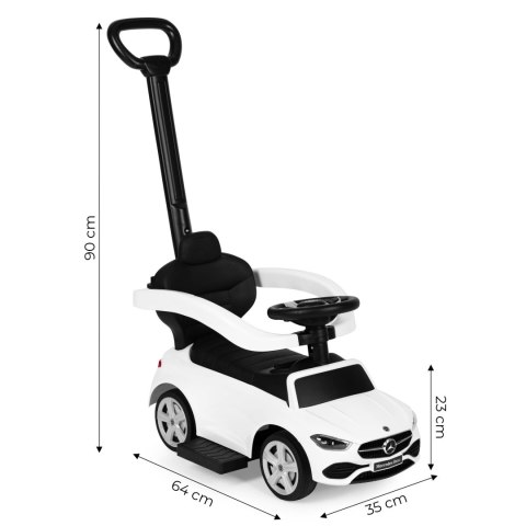 Jeździk pchacz autko Mercedes C CLASS interaktywna kierownica prowadnik biały MULTISTORE Jeździk pchacz autko Mercedes C CLASS interaktywna kierownica prowadnik biały MULTISTORE