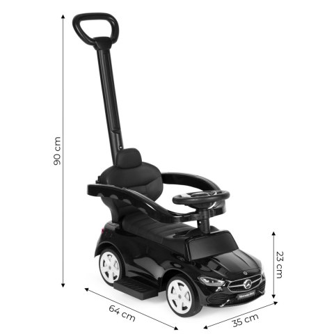 Jeździk pchacz autko Mercedes C CLASS interaktywna kierownica prowadnik czarny MULTISTORE Jeździk pchacz autko Mercedes C CLASS interaktywna kierownica prowadnik czarny MULTISTORE