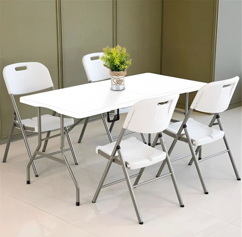 Komplet 2 krzeseł składanych zestaw tworzywo HDPE kolor biały ModernHome Komplet 2 krzeseł składanych zestaw tworzywo HDPE kolor biały ModernHome