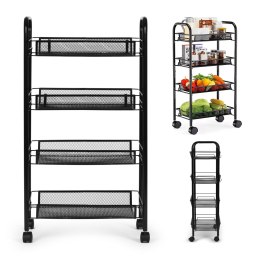 Metalowy regał mobliny łazienkowy z 4 półkami kółka czarny ModernHome ModernHome