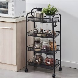 Metalowy regał mobliny łazienkowy z 4 półkami kółka czarny ModernHome ModernHome