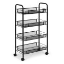 Metalowy regał mobliny łazienkowy z 4 półkami kółka czarny ModernHome ModernHome