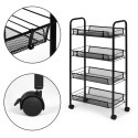Metalowy regał mobliny łazienkowy z 4 półkami kółka czarny ModernHome ModernHome