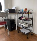 Metalowy regał mobliny łazienkowy z 4 półkami kółka czarny ModernHome ModernHome