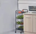 Metalowy regał mobliny łazienkowy z 4 półkami kółka czarny ModernHome ModernHome