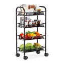 Metalowy regał mobliny łazienkowy z 4 półkami kółka czarny ModernHome ModernHome