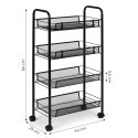 Metalowy regał mobliny łazienkowy z 4 półkami kółka czarny ModernHome ModernHome