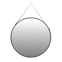 Okrągłe lustro ścienne 80 cm wiszące na pasku nowoczesne czarna rama ModernHome ModernHome