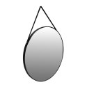 Okrągłe lustro ścienne 80 cm wiszące na pasku nowoczesne czarna rama ModernHome ModernHome