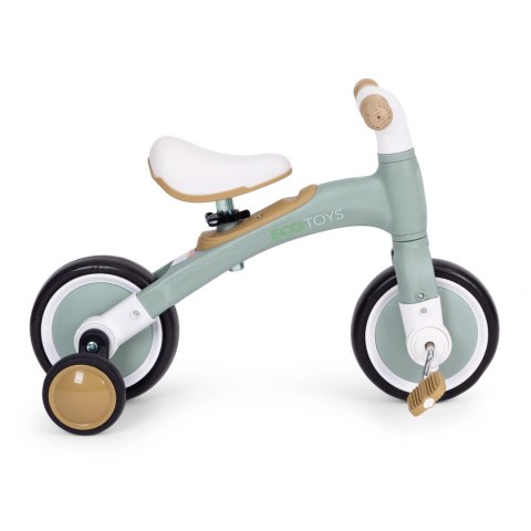 Rower rowerek biegowy z pedałami - treningowy kółka boczne 3w1 zielony ECOTOYS ECOTOYS Rower rowerek biegowy z pedałami - treningowy kółka boczne 3w1 zielony ECOTOYS ECOTOYS