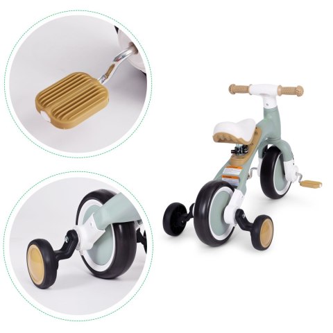 Rower rowerek biegowy z pedałami - treningowy kółka boczne 3w1 zielony ECOTOYS ECOTOYS Rower rowerek biegowy z pedałami - treningowy kółka boczne 3w1 zielony ECOTOYS ECOTOYS
