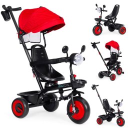 Rowerek trójkołowy dla dzieci spacerówka 3w1 obracane siedzisko daszek czerwony ECOTOYS ECOTOYS