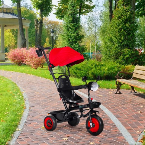 Rowerek trójkołowy dla dzieci spacerówka 3w1 obracane siedzisko daszek czerwony ECOTOYS ECOTOYS Rowerek trójkołowy dla dzieci spacerówka 3w1 obracane siedzisko daszek czerwony ECOTOYS ECOTOYS
