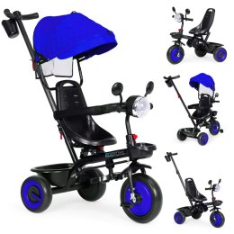 Rowerek trójkołowy dla dzieci spacerówka 3w1 obracane siedzisko daszek niebieski ECOTOYS ECOTOYS