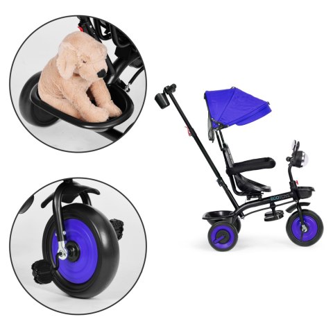 Rowerek trójkołowy dla dzieci spacerówka 3w1 obracane siedzisko daszek niebieski ECOTOYS ECOTOYS Rowerek trójkołowy dla dzieci spacerówka 3w1 obracane siedzisko daszek niebieski ECOTOYS ECOTOYS
