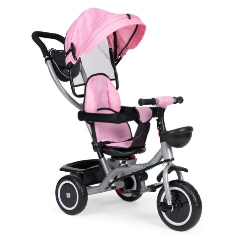 Rowerek trójkołowy spacerówka 2w1 obracane siedzisko składany daszek różowy - ECOTOYS ECOTOYS Rowerek trójkołowy spacerówka 2w1 obracane siedzisko składany daszek różowy - ECOTOYS ECOTOYS