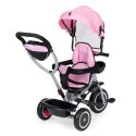Rowerek trójkołowy spacerówka 2w1 obracane siedzisko składany daszek różowy - ECOTOYS ECOTOYS
