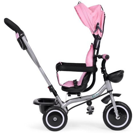 Rowerek trójkołowy spacerówka 2w1 obracane siedzisko składany daszek różowy - ECOTOYS ECOTOYS Rowerek trójkołowy spacerówka 2w1 obracane siedzisko składany daszek różowy - ECOTOYS ECOTOYS