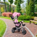 Rowerek trójkołowy spacerówka 2w1 obracane siedzisko składany daszek różowy - ECOTOYS ECOTOYS