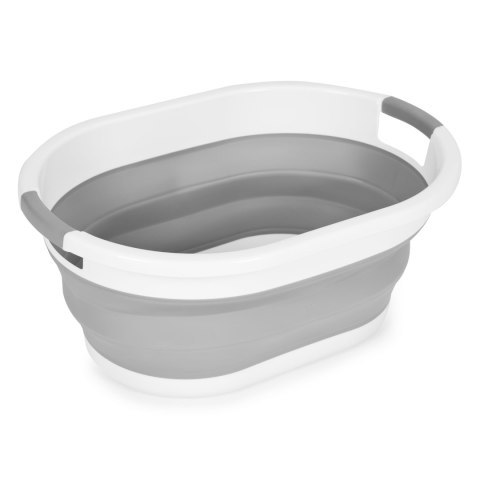 Składany kosz na pranie miska silikonowa biało-szara 20 L ModernHome ModernHome Składany kosz na pranie miska silikonowa biało-szara 20 L ModernHome ModernHome