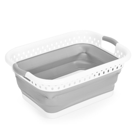 Składany kosz na pranie miska silikonowa biało-szara 20 L ModernHome ModernHome Składany kosz na pranie miska silikonowa biało-szara 20 L ModernHome ModernHome