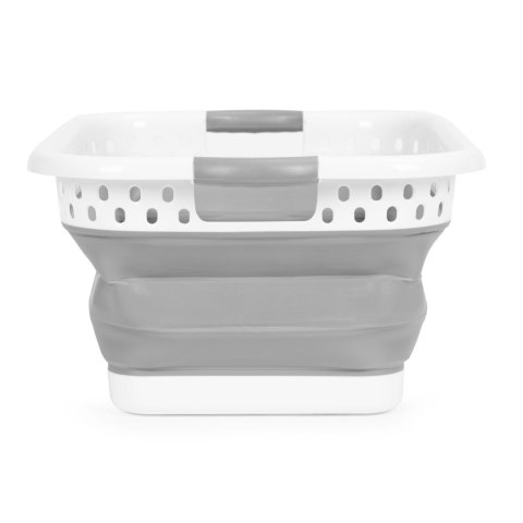 Składany kosz na pranie miska silikonowa biało-szara 20 L ModernHome ModernHome Składany kosz na pranie miska silikonowa biało-szara 20 L ModernHome ModernHome