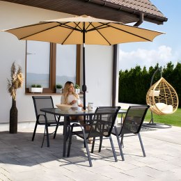 Stół ogrodowy szklany 120x70 cm na taras ogród szkło hartowane otwór na parasol MultiGarden MultiGarden