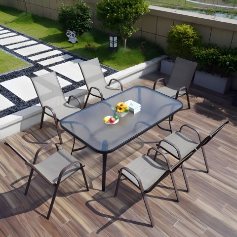 Stół ogrodowy szklany 120x70 cm na taras ogród szkło hartowane otwór na parasol MultiGarden MultiGarden Stół ogrodowy szklany 120x70 cm na taras ogród szkło hartowane otwór na parasol MultiGarden MultiGarden