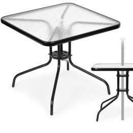 Stolik ogrodowy 80x80 cm na taras ogród balkon szkło hartowane otwór na parasol MultiGarden MultiGarden