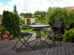 Stolik ogrodowy 80x80 cm na taras ogród balkon szkło hartowane otwór na parasol MultiGarden MultiGarden