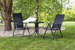 Stolik ogrodowy okrągły 80 cm na taras ogród balkon szkło hartowane otwór na parasol MultiGarden MultiGarden