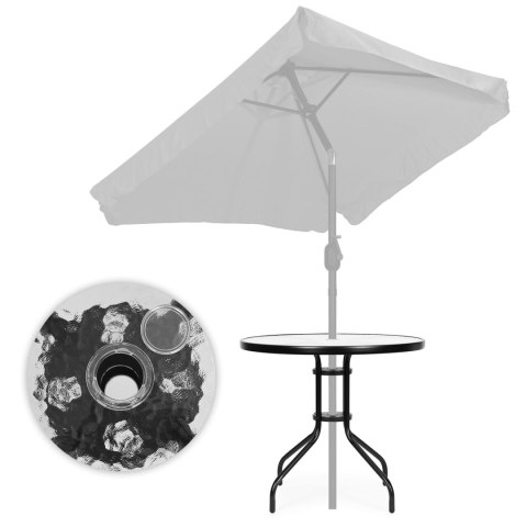 Stolik ogrodowy okrągły 80 cm na taras ogród balkon szkło hartowane otwór na parasol MultiGarden MultiGarden Stolik ogrodowy okrągły 80 cm na taras ogród balkon szkło hartowane otwór na parasol MultiGarden MultiGarden