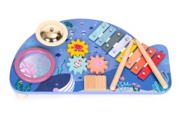 Stolik z instrumentami stół muzyczny cymbałki talerz perkusyjny tarka motyw morski ECOTOYS ECOTOYS