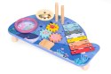 Stolik z instrumentami stół muzyczny cymbałki talerz perkusyjny tarka motyw morski ECOTOYS ECOTOYS
